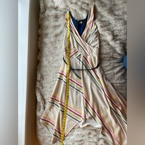 Striped Multicolor A-line Dress with blue belt